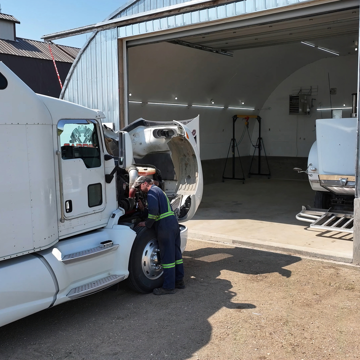 Checking over truck in Raymore Saskatchewan at the Mechanic Shop